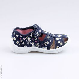 221059-11 Босоножки текстильные для девочки син-роз фото №2