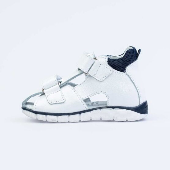 122162-23 Сандалии кожаные для мальчика для мальчики бел-син фото №2