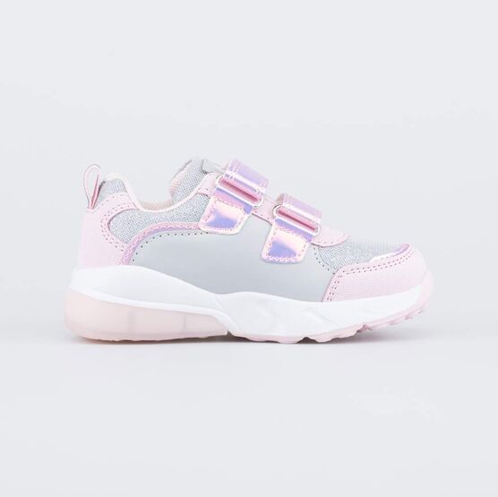 344422-71 Светящиеся кроссовки Радужный Единорог для девочки роз-сер фото №2