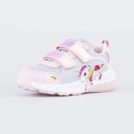 344422-71 Светящиеся кроссовки Радужный Единорог для девочки роз-сер