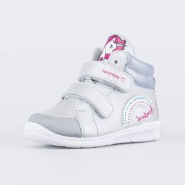 352345-21 Демисезонные ботинки на липучках Единорог для девочки серебристый