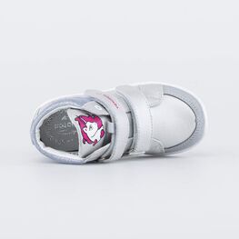 352345-21 Демисезонные ботинки на липучках Единорог для девочки серебристый фото №4