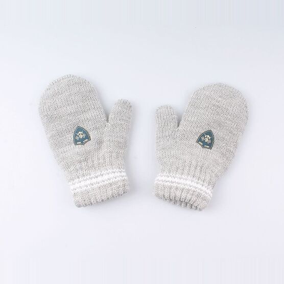 07721137-41 Варежки детские двухслойные светло-серые для мальчики светло-серый фото №2