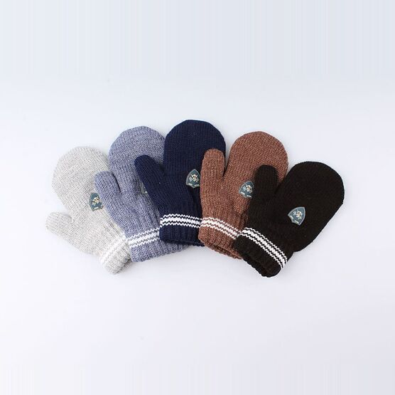 07721137-41 Варежки детские двухслойные светло-серые для мальчики светло-серый