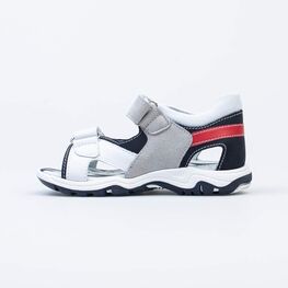 524098-21 Сандалии для мальчика из натуральной кожи для мальчики бел-син-сер фото №2