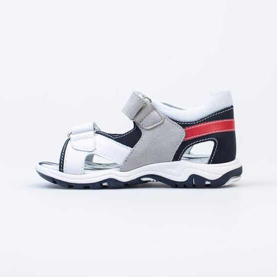 524098-21 Сандалии для мальчика из натуральной кожи для мальчики бел-син-сер фото №2