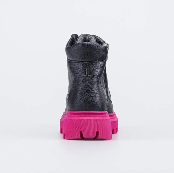 652207-32 Ботинки на тракторной подошве для девочки чер-фук фото №5