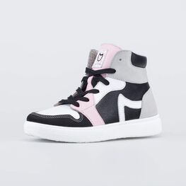 652209-31 Утепленные ботинки-кеды для девочки для девочки черный + серый