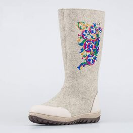 867074-44 Валенки с вышивкой Гуслица для девочки бежевый