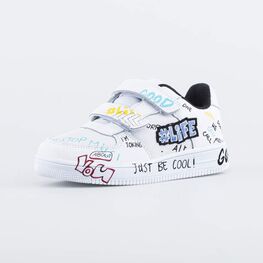 334035-71 Кожаные полуботинки на липучках для мальчики белый