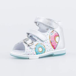 022135-22 Сандалии для девочки кожаные для девочки срб-бел