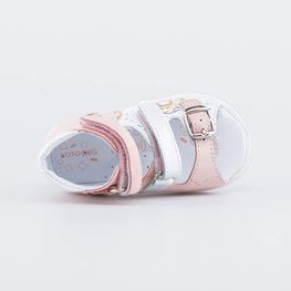 022135-21 Сандалии для девочки кожаные для девочки роз-бел фото №4