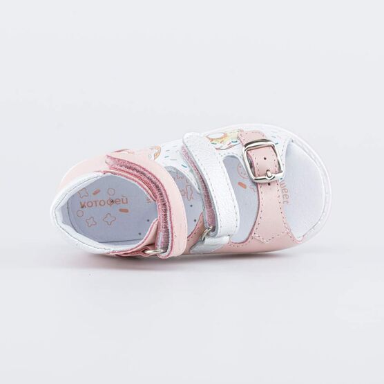 022135-21 Сандалии для девочки кожаные для девочки роз-бел фото №4