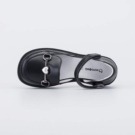 632360-21 Черные кожаные туфли в школу для девочки черный фото №4