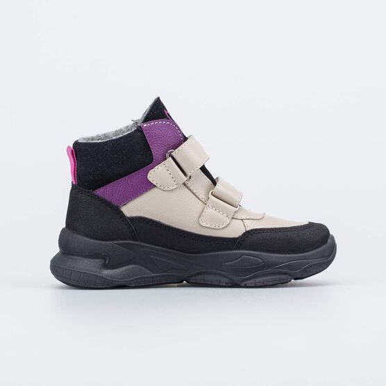 152372-31 Утепленные ботинки на липучках Звездочка для девочки бежевый + сиреневый фото №2