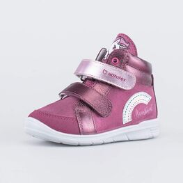352345-22 Демисезонные ботинки на липучках Единорог для девочки фуксия