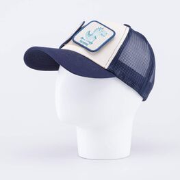 07709088-40 Кепка-бейсболка с сеткой для мальчика синий для мальчики синий + бежевый фото №2