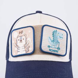 07709088-40 Кепка-бейсболка с сеткой для мальчика синий для мальчики синий + бежевый фото №4