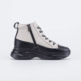 552340-31 Демисезонные утепленные ботинки для девочки чер-беж фото №2