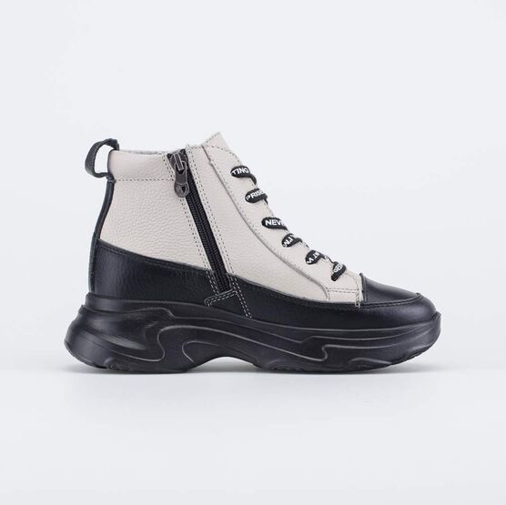 552340-31 Демисезонные утепленные ботинки для девочки чер-беж фото №2