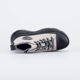 552340-31 Демисезонные утепленные ботинки для девочки чер-беж фото №4