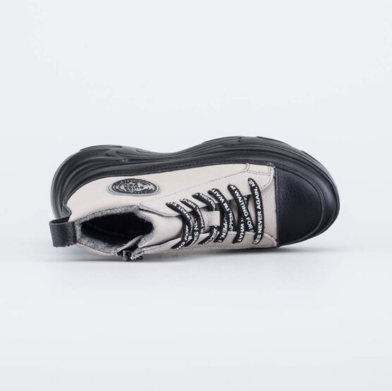 552340-31 Демисезонные утепленные ботинки для девочки чер-беж фото №4