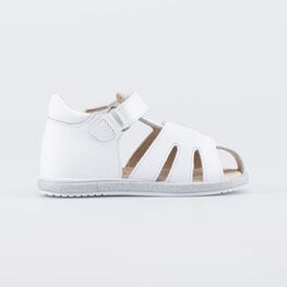 122248-22 Кожаные босоножки для девочки Сердечко для девочки белый фото №2