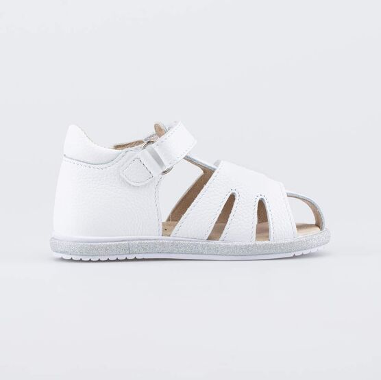 122248-22 Кожаные босоножки для девочки Сердечко для девочки белый фото №2