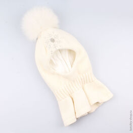 07811097-41 Шлем зимний, 70% шерсти, белый для девочки белый