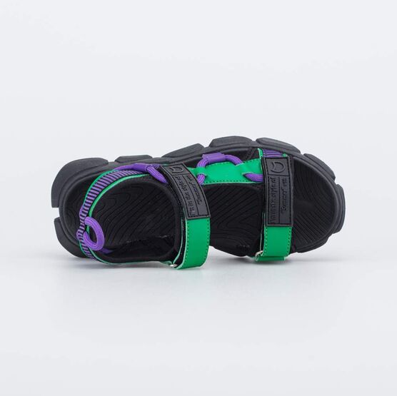 524077-17 Пляжные сандалии на липучках для мальчика для мальчики черный + фиолетовый фото №4