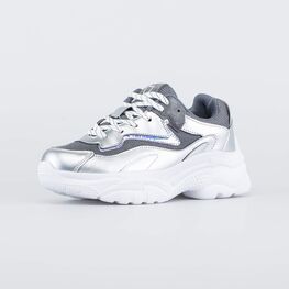 744189-71 Кроссовки на шнурках для девочки серебрист.