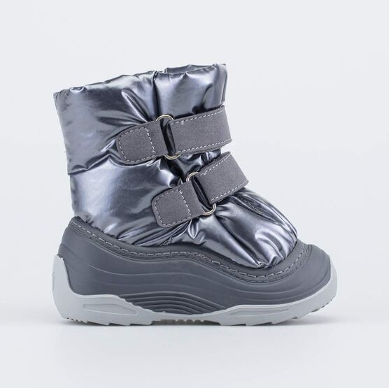 161002-45 Сапожки-дутики на липучках для девочки для мальчики серый фото №2