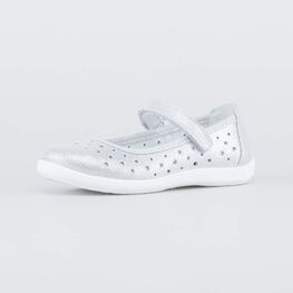 332135-27 Туфли-балетки для девочки кожаные для девочки серебрист.