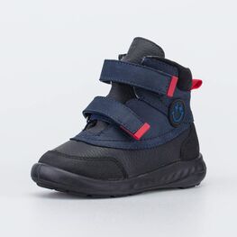 152391-32 Кожаные утепленные ботинки Смайл для мальчики синий + красный