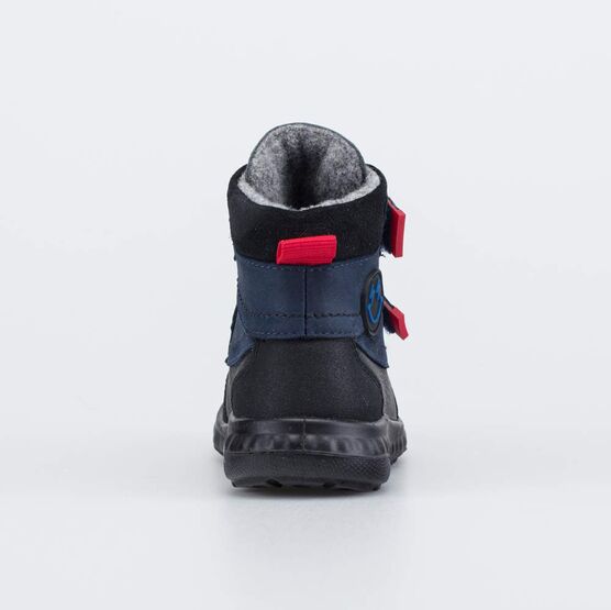 152391-32 Кожаные утепленные ботинки Смайл для мальчики синий + красный фото №5