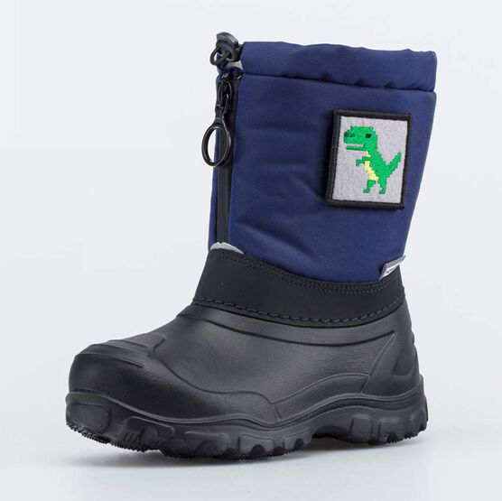 264043-42 Сноубутсы со сменными нашивками для мальчики черный + синий