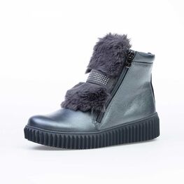 762117-52 Зимние полусапожки для девочки-подростка для девочки серый
