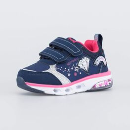 344316-73 Всепогодные кроссовки с LED подсветкой и блестками для девочки синий