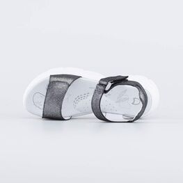 722039-21 Кожаные босоножки на липучках для девочки срб-чер фото №4