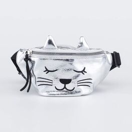 02809233-10 Поясная сумка для девочки Кошечка для девочки серебристый