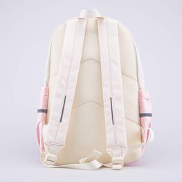 02804359-40 Рюкзак школьный Помпончики бежевый для девочки бежевый + розовый фото №3