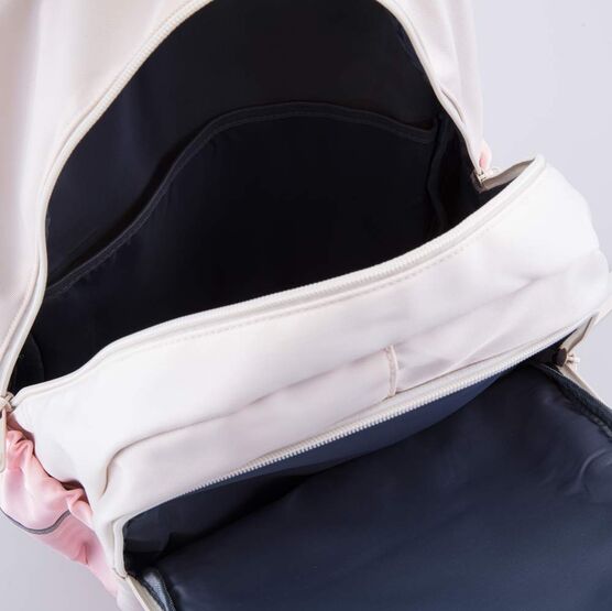 02804359-40 Рюкзак школьный Помпончики бежевый для девочки бежевый + розовый фото №4