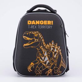 02717334-40 Школьный рюкзак Ти-рекс (11+) КК для мальчики черный + оранжевый