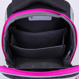 02804380-40 Рюкзак школьный Леопард КК для девочки черный + розовый фото №4