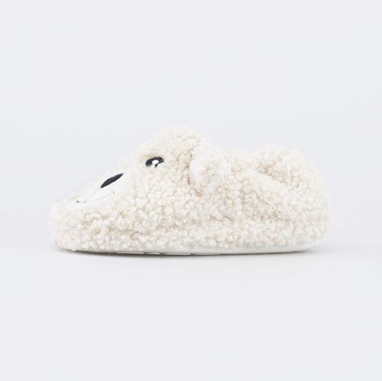 331306-11 Пушистые тапочки Белый Мишка для мальчики бежевый