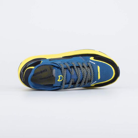 744177-14 Кроссовки на шнурках для мальчики синий+желтый фото №4