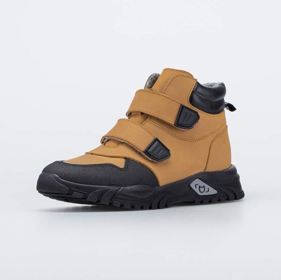 752233-32 Утепленные ботинки на липучках для мальчики коричнев.