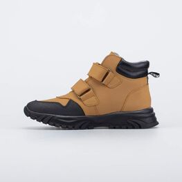 752233-32 Утепленные ботинки на липучках для мальчики коричнев. фото №2