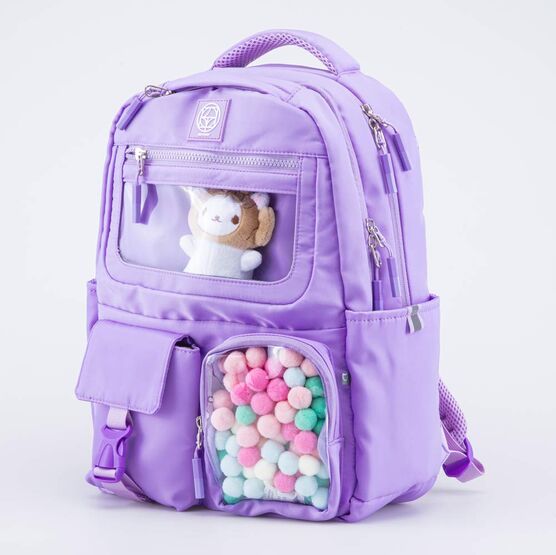 02804364-40 Рюкзак школьный Помпончики фиолетовый для девочки фиолетовый фото №2