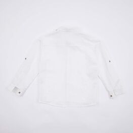 07703011-40 Летняя рубашка из льна и вискозы белый для мальчики белый фото №2